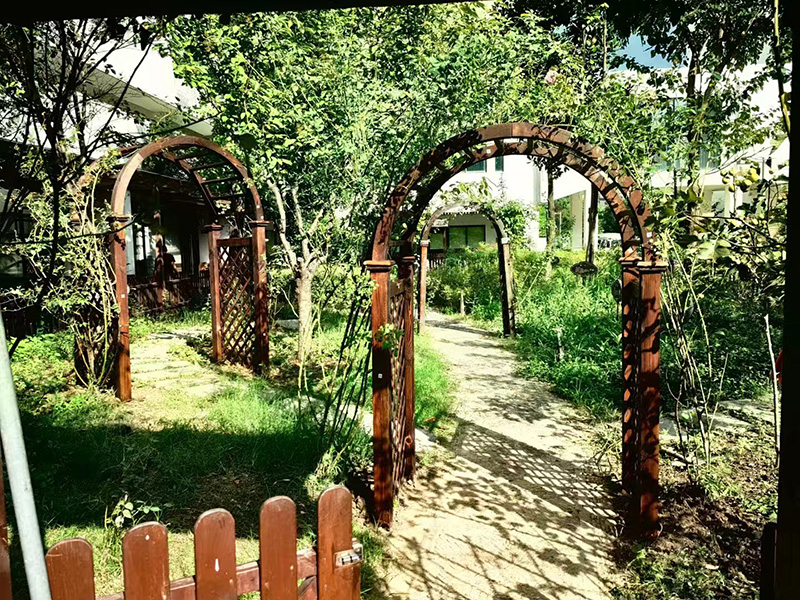 斜塘学校百草园安装拱门花架